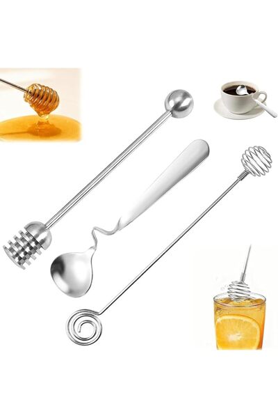 SYOSI Stainless Steel Honey Dipper Set, Spiral Drizzle Tool and Long Handle M...