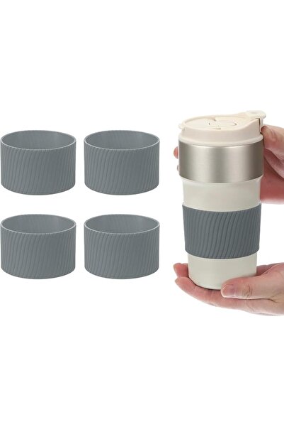 Generic 4 قطع من أغطية أكواب القهوة، غطاء حماية للأكواب من السيليكون قابل لإع...