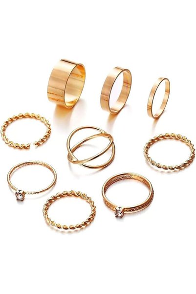 Shining Diva Fashion Set of 9-8 Boho Midi Finger Crystal Rings for Girls and ...