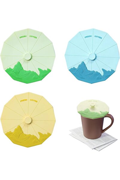 GENERAL 3Pcs Multicolored Food Grade Silicone Mug Covers, Airtight Anti-Dust ...