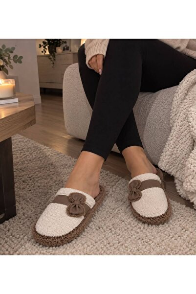 ModaTrendyy Bow-Tie Plush Furry Winter Women's Home Slippers Soft Sole Warm I...
