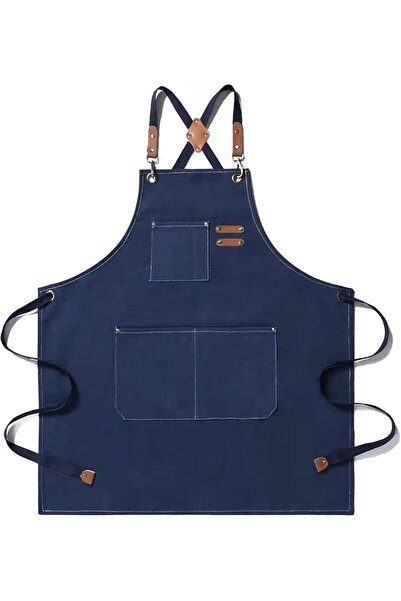 Tosewever Canvas Cross Back Chef Cotton Aprons for Men Women with Large Pockets