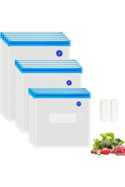 O2frepak 15Pack Reusable BPA Free Sous Vide Bags 3 Sizes Food Storage