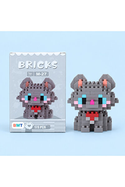 BMT TOYS Gri Kedi Figürlü Mini Yapı Blokları Legosu - 173 Parça M-27