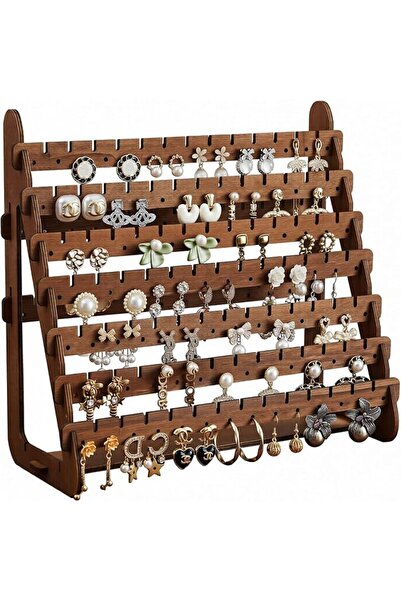 U-HOOME U HOOME 7 Layer Earring Holder Organizer, Earring Organizer, Rustic W...