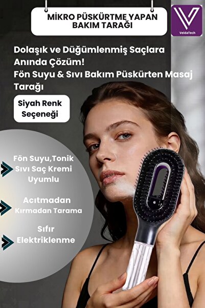VeldaTech Velda Tech Dolaşık ve Düğüm Açıcı Mikro Sis Püskürtmeli Saç Tarağı ...