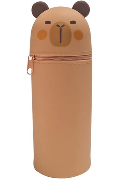 GENERAL Cute Silicone Retractable Pencil Case Stand Up Pen Holder Cute Animal...