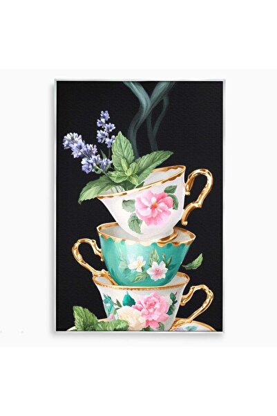 Luxcanva Tablou Canvas Ceaiul Inimilor Calde 40x60 cm cu Rama Argintiu Ceaiul...