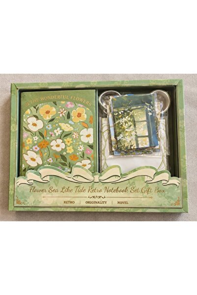 Genel Markalar Vintage Çiçek Temalı Scrapbook Yapım Seti Yeşil – A6 Defterli,...