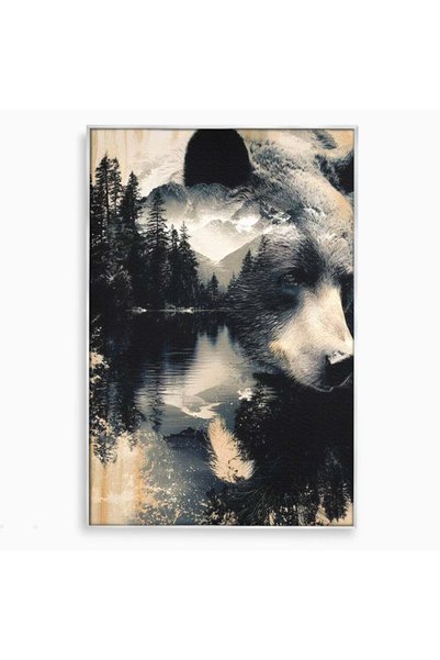 Luxcanva Tablou Canvas Strajerul Padurii 40x60 cm cu Rama Argintiu Strajerul ...