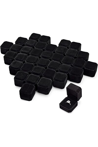 KASTWAVE 36 Pcs Black Velvet Ring Box Set for Wedding Ceremony, Engagement & ...