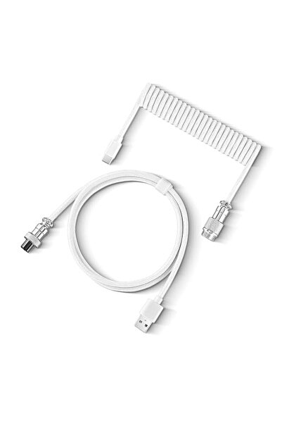 GENERAL Coiled Keyboard Cable Pro Custom Coiled USB C Cable (White)