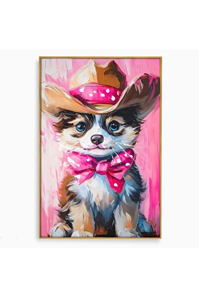 Luxcanva Tablou Canvas Micutul Serif Roz 50x70 cm cu Rama Auriu Micutul Serif...