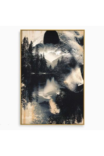 Luxcanva Tablou Canvas Strajerul Padurii 80x120 cm cu Rama Auriu Strajerul Pa...