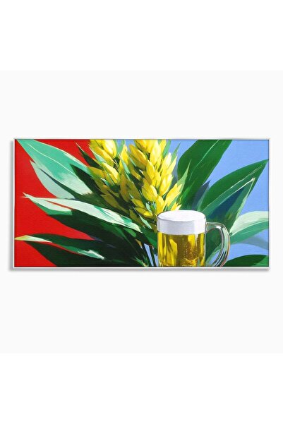 Luxcanva Tablou Canvas Funky Beer 120x60 cm cu Rama Argintiu Funky Beer Hamei...