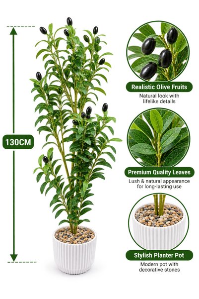 Generic Brand Fruitful Zaitone Plant 130CM White Decorative Pot For Living Ho...