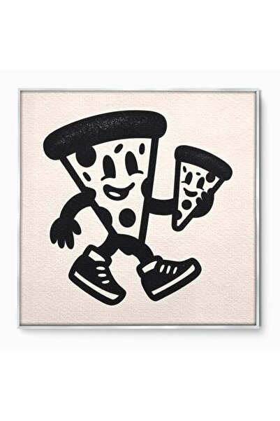 Luxcanva Tablou Canvas Pizza Friends 140x140 cm cu Ramă Argintie Pizza Friend...