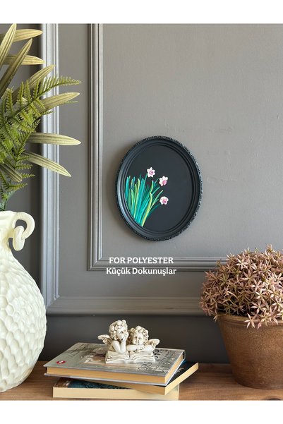 FOR POLYESTER Küçük Dokunuşlar Dekoratif Flowers Duvar Aksesuarı Oval Pano Bi...