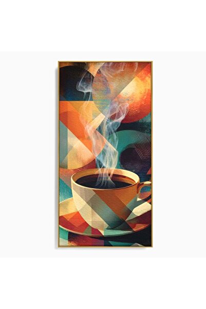 Luxcanva Tablou Canvas Geometria Cafelei 60x120 cm cu Rama Auriu Geometria Ca...