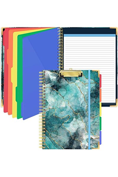 EXCEFORE Spiral Foldable Writing Pad with Zipper Storage Bag, 5 Plastic Folde...