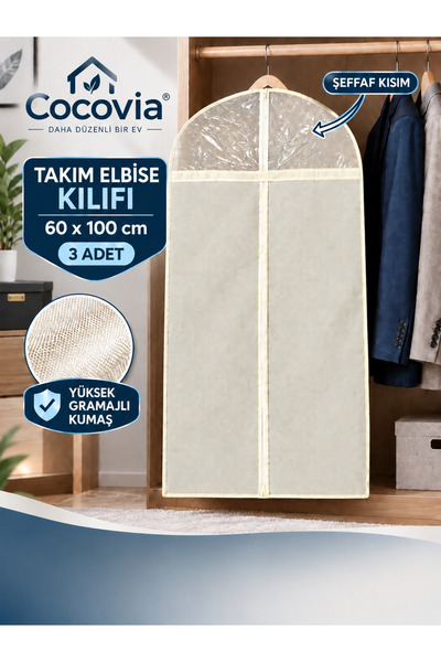 CocoVia (3 Pcs) Suit Cover with Zipper, Clothing Jacket Protector - Closet Or...