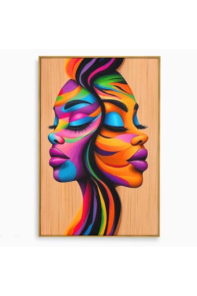Luxcanva Tablou Canvas Dualitate Feminina 80x120 cm cu Rama Auriu Dualitate F...