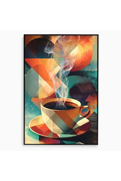 Luxcanva Tablou Canvas Geometria Cafelei 50x70 cm cu Rama Negru Geometria Caf...