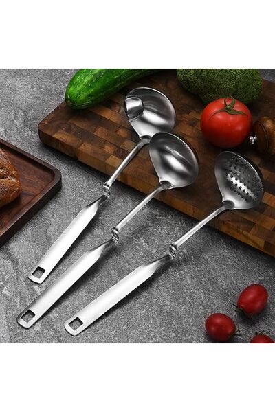 Yelajoy 3PCS Stainless Steel Kitchen Spoon Colander Set, Thickened Long Handl...