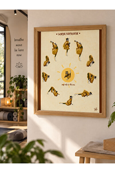 Yoga Güneşe Selam Çerçeveli Poster 26x29 cm