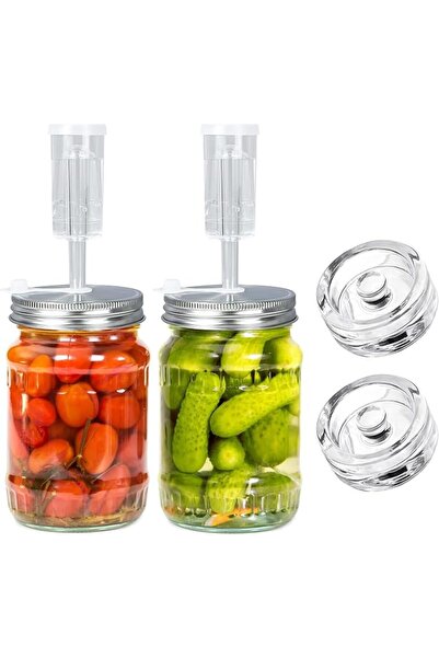 Tazweeq Fermentation Kit, 2 Wide Mouth Mason Jar, 2 Upgraded Lids and 2 Glass...