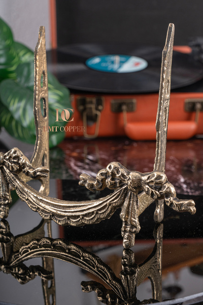 DMT COPPER HOME 100% Brass Decorative Stand Photo Holder 15X13 cm Handcrafted...