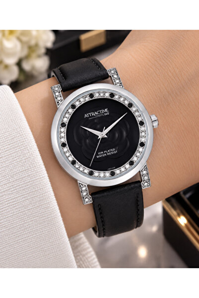 Q&Q Women's Wristwatch with Leather Strap, Zircon Stones, Casual and Stylish ...