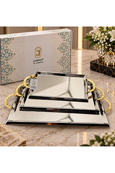 aljahwari 2 Color Serving Tray Set 3 Pieces Heavy
