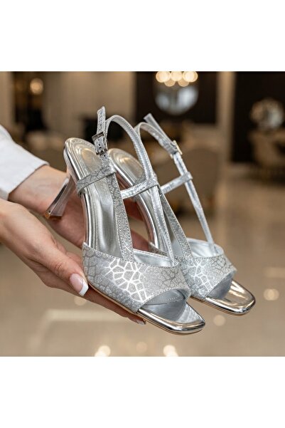 KİNDEP (Dekas) Open Toe Heeled Women's Shoes Gray