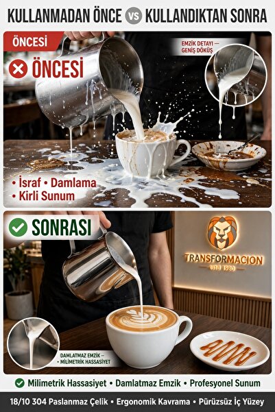 Transformacion 90 ml 5x5 cm Mini Sütlük Espresso Pitcher Sosluk Sürahisi 18/10 304 Paslanmaz Çelik 723666