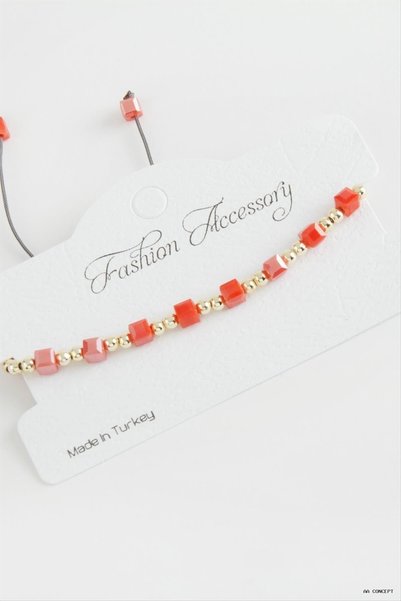 ZERO LAND CONCEPTA Metal Crystal Cube Bead (213031) Bracelet, Orange