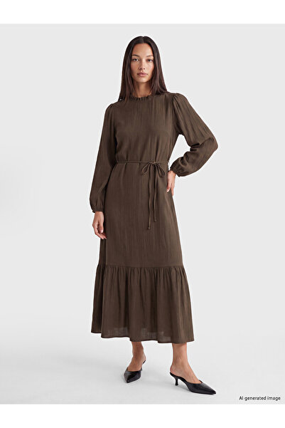 LC Waikiki Timeless Clothing & Timeless Choices Ruffled High Neck Belted Gath...