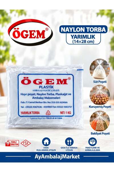 Ögem Yarımlık Naylon Torba / Bakkaliye Torbası 14x28 cm 1000Gram