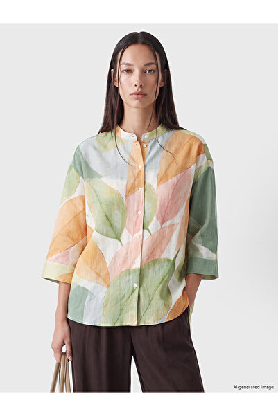 LC Waikiki Özmarka New Season Orange Judge Collar Patterned Oversize Women's ...
