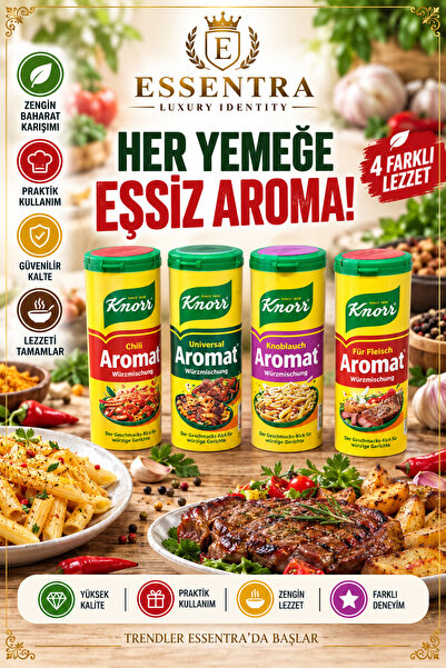 Essentra Home Knorr Aromat Çeşnili Baharat Karışımı 4’lü Karışık Set – Chili, Universal, Sarımsak, Et