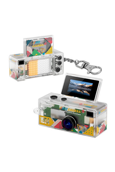Ausek Mini cameră digitală breloc G6 Flip, 1080P Full HD, retro, ecran rabata...