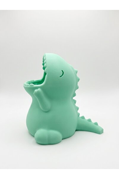 ArDArt 3D Baskı Sevimli Dinozor Kalemlik ve Masa Üstü Düzenleyici - Mint Yeşili