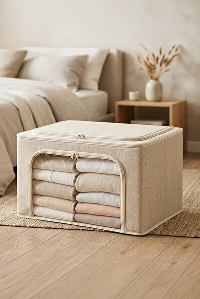 NESS HOME 84 Litre Kapaklı Katlanabilir Kumaş Pencereli Dolap İçi Düzenleyici...