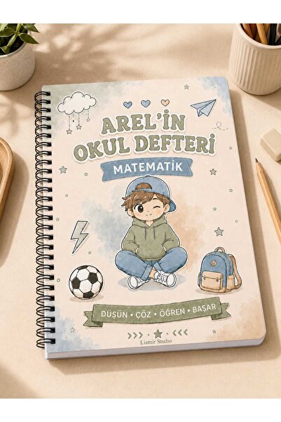 Liamir Studio Kişiye Özel İsimli A4 Kareli Okul Defteri / Kişiselleştirilebil...