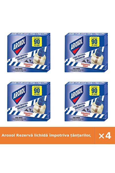 Aroxol Rezervă lichidă împotriva țânțarilor, 4 pachete x 2x45 ml
