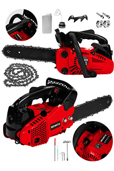 25cc Mini Benzinli Testere Ağaç Odun Dal Budama Ve Kesme Testeresi Hızar Motoru 35cm Testere Kırmızı