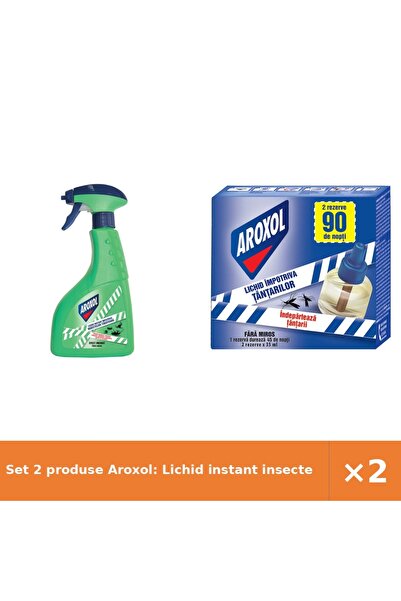 Aroxol Set 2 produse Aroxol: Lichid instant insecte tărâtoare + Rezervă țânța...