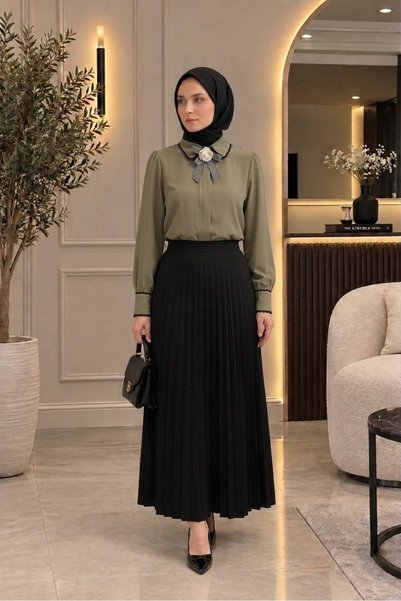 ATABEY MODA EFZ GİYİM Women's Jacket, Pleated Skirt and Shirt Three-Piece Set