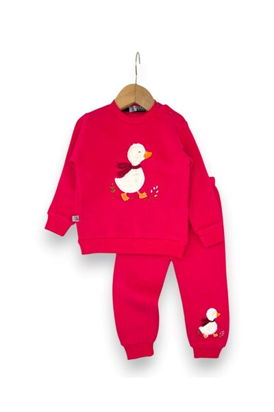 Egelite Baby Girl Winter 3 Thread Threaded Duck Embroidery Set 6-9-12-18-24 M...