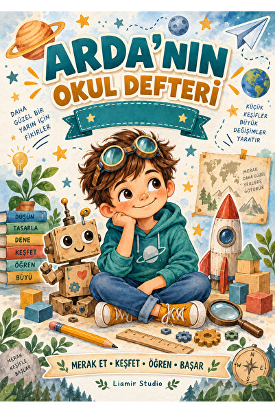 Liamir Studio Kişiye Özel İsimli A4 Çizgili Okul Defteri / Kişiselleştirilebi...